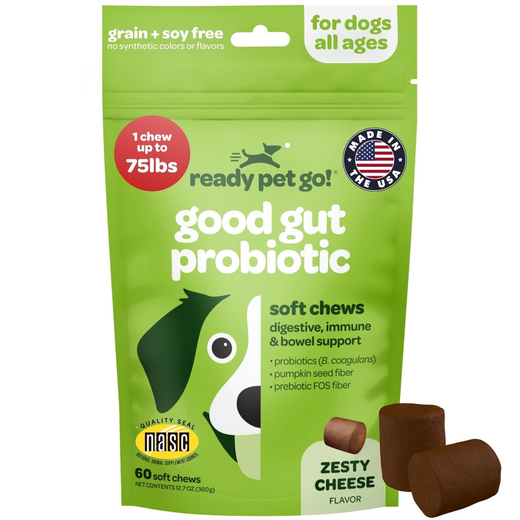 Probiotiske Chews for hunder Gut Helse og probiotika for hunder Digestiv Helse med Pumpkin Dog Probiotika og Digestive Enzymes ® NASC Certifisert og laget i USA ® 60 Chews