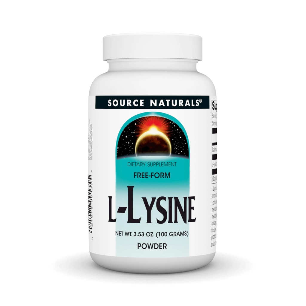 Kilde Naturals L-Lysine Free Form Powder -Amino Acid Supplement støtter energiformasjon og kollagen* - 100 gram