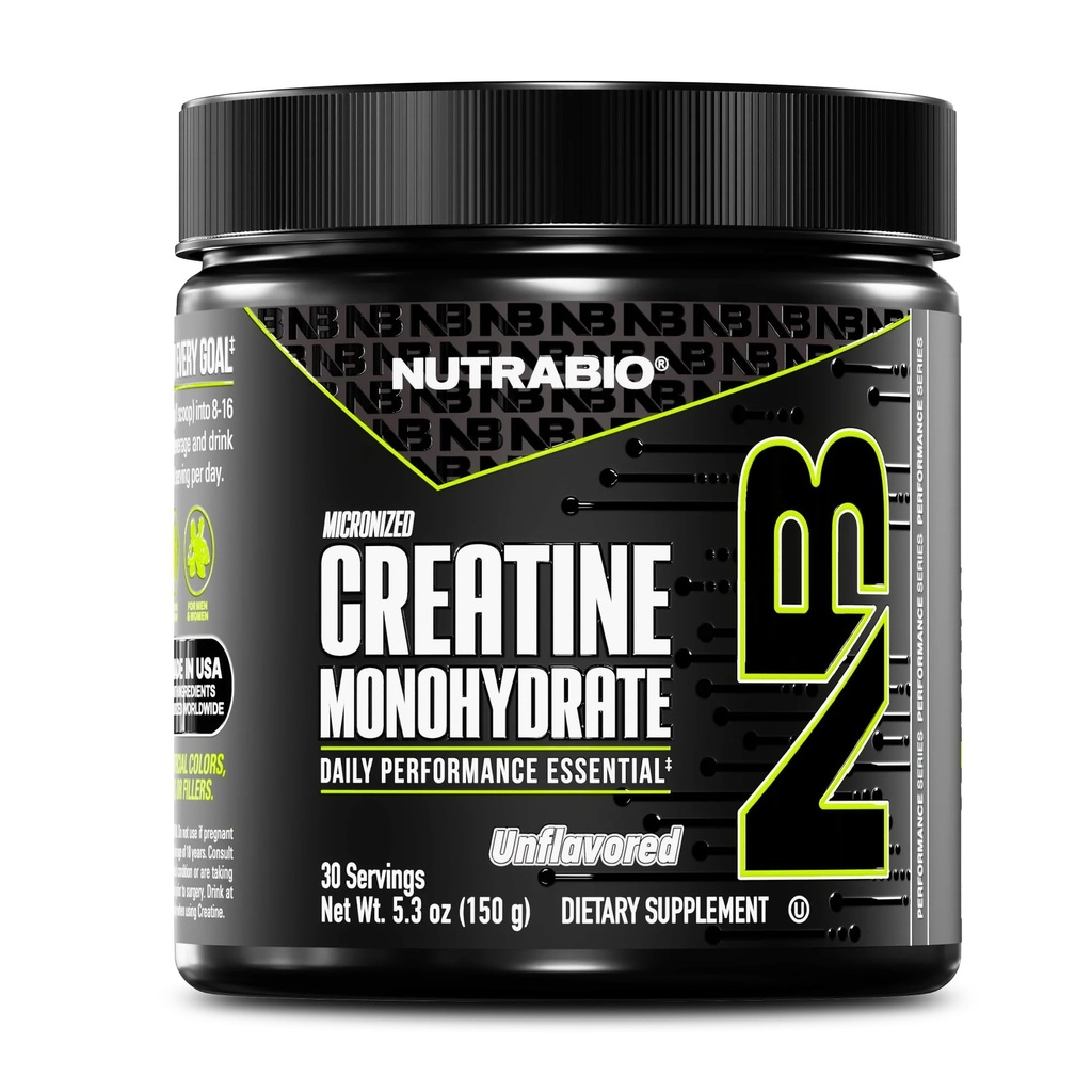 NutraBio ren mikronisert kreatin Monohydrat pulver Supplement, ikke-slavorert, (150 g) - støtter bulk muskel energi, gjenoppretting og styrke - HPLC testet kreatin pulver Supplement for menn og kvinner