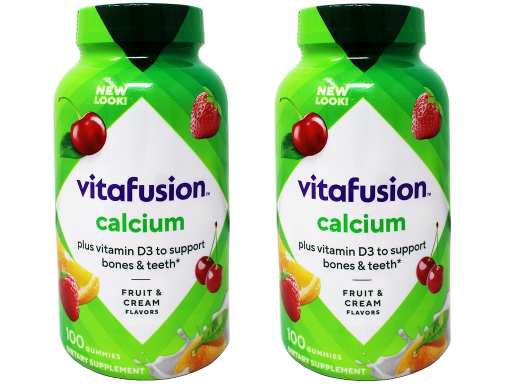 VitaFusion Kalsium 500 mg kosttilskudd Gummies naturlige frukt og krem flavors - 100 ct, pakke med 2