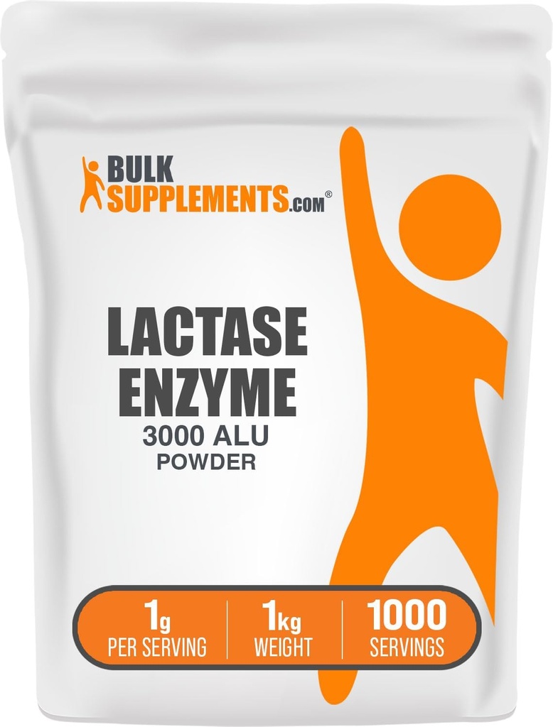 BulkSupplements.com Lactase Enzyme (3000 ALU) pulver - Lactase Enzyme Supplement, Digestiv Støtte - Glutenfri, 1g per servering, 1kg (2,2 lbs) (Pack of 1)