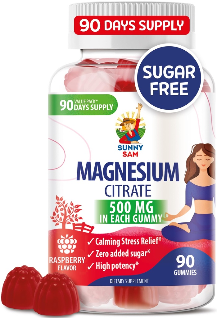 Magnesium Gummies for barn og voksne - 500 mg - Rolig Magnesium Chews - Magnesium Citrate Chewable Supplement for Mood & Muscle Support