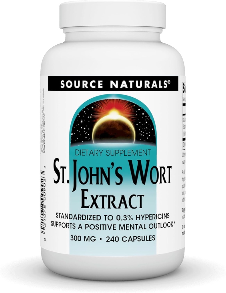 Kilde Naturals St John's Wort Extract 300 mg støtter en positiv mental Outlook - 240 kapsler
