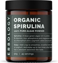 Erbologi Organic Spirulina Powder 3.2 oz - 45 Serveringer - Utviklet i Portugal - Energi og immunitetsstøtte - rik på klorofyll, B vitaminer, jern og fosfor - Vegan - GMO-fri