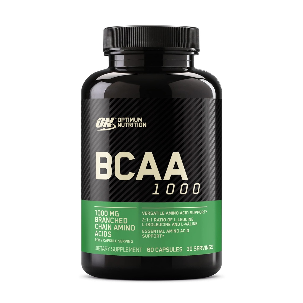 Optimum ernæring Instantized BCAA kapsler, keto vennlig grened kjede essensielle aminosyrer, 1000mg, 60 greve