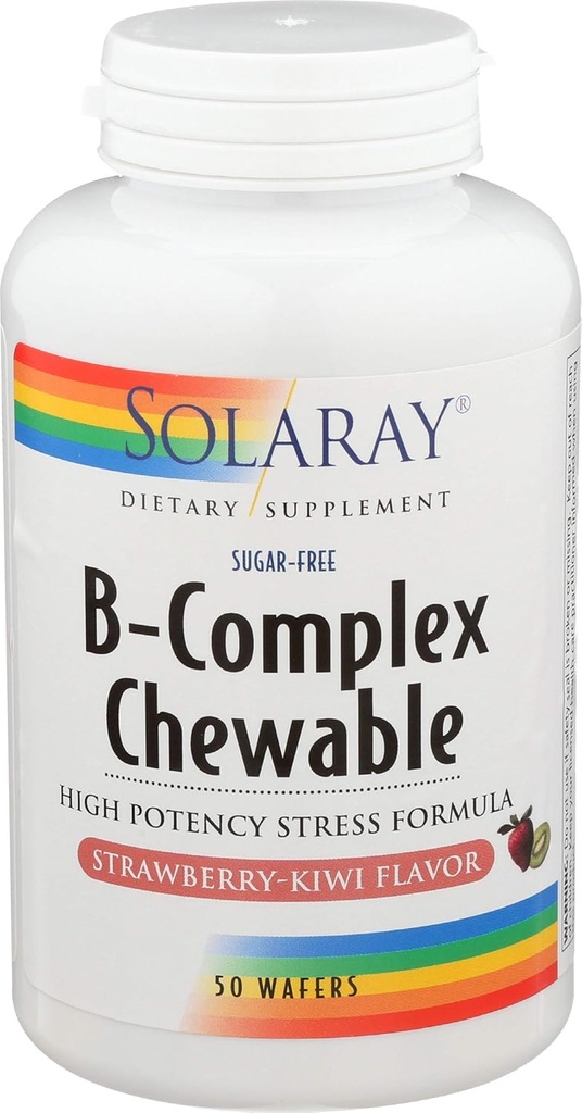 Solaray, høy styrke B-kompleks Chewable, naturlig jordbær flavor, 50 Chewables