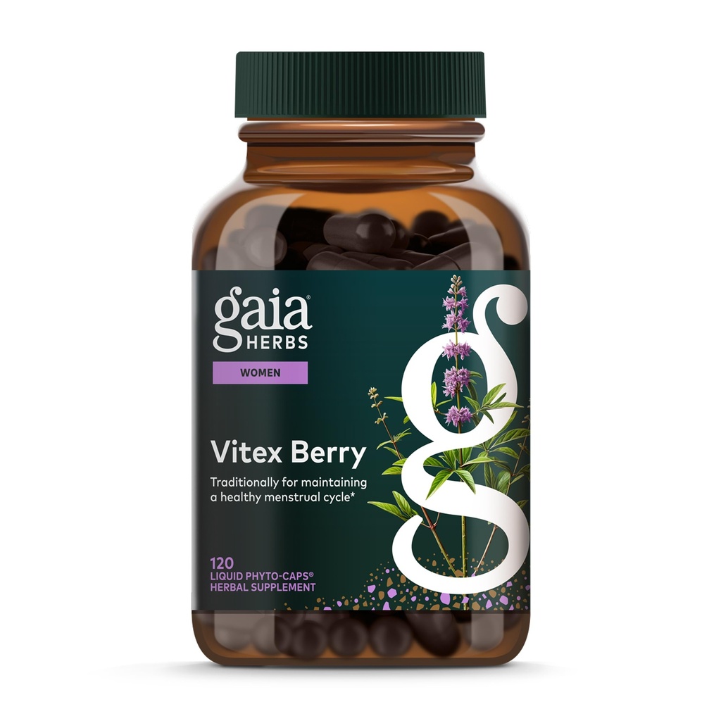 Gaia Herbs Vitex Berry - støtter hormonbalanse og fruktbarhet for kvinner - Sunn progesteron for Menstrual Helse - 120 Vegan Caps (60-dagers forsyning)
