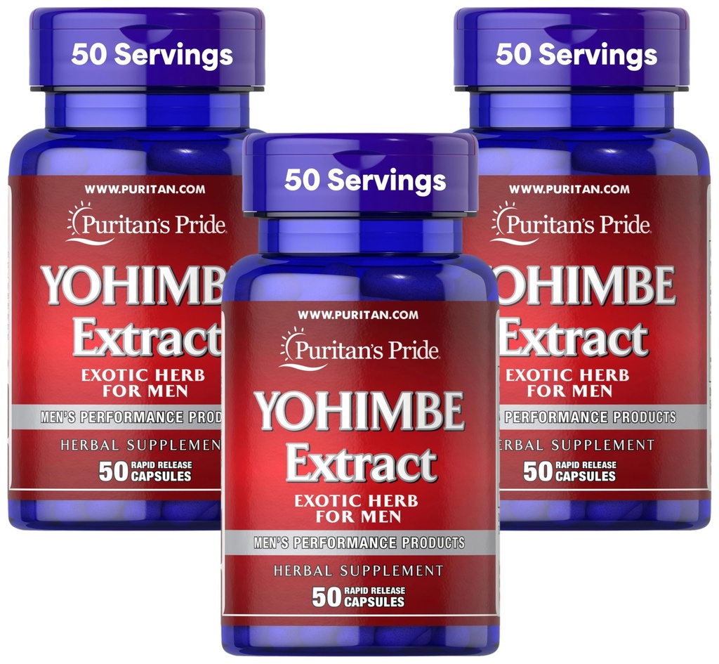 Puritan Pride Yohimbe 1000 mg, 50 greve, Grønnsaker Cellulose, Gelatin (Pack of 3)