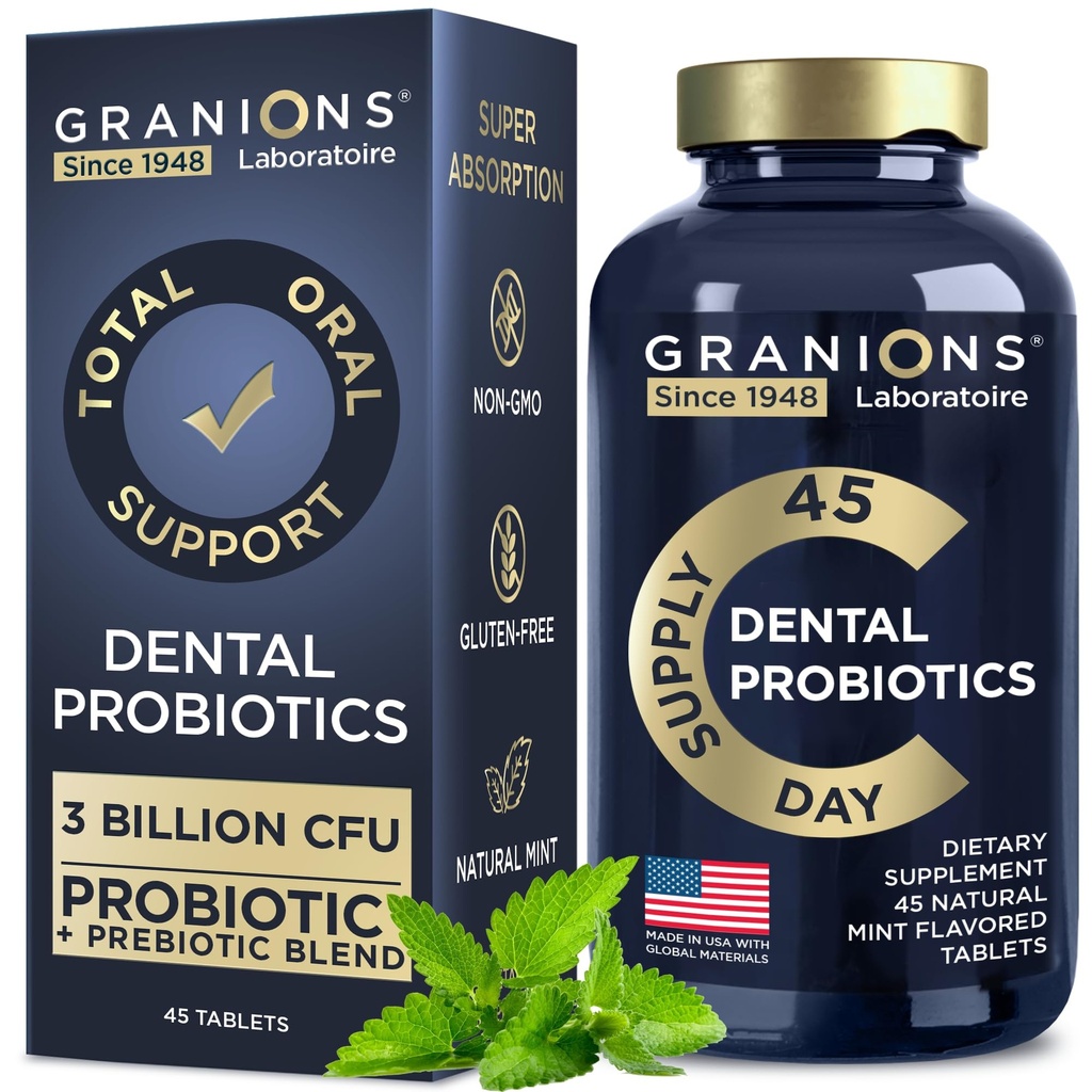 Dental Probiotika for tenner og gums - Frisk puste Lactobacillus Salivarius Probiotic for kvinner og menn - Orale probiotika for munn dårlig puste probiotika for munn helse - 45 mynte tabletter