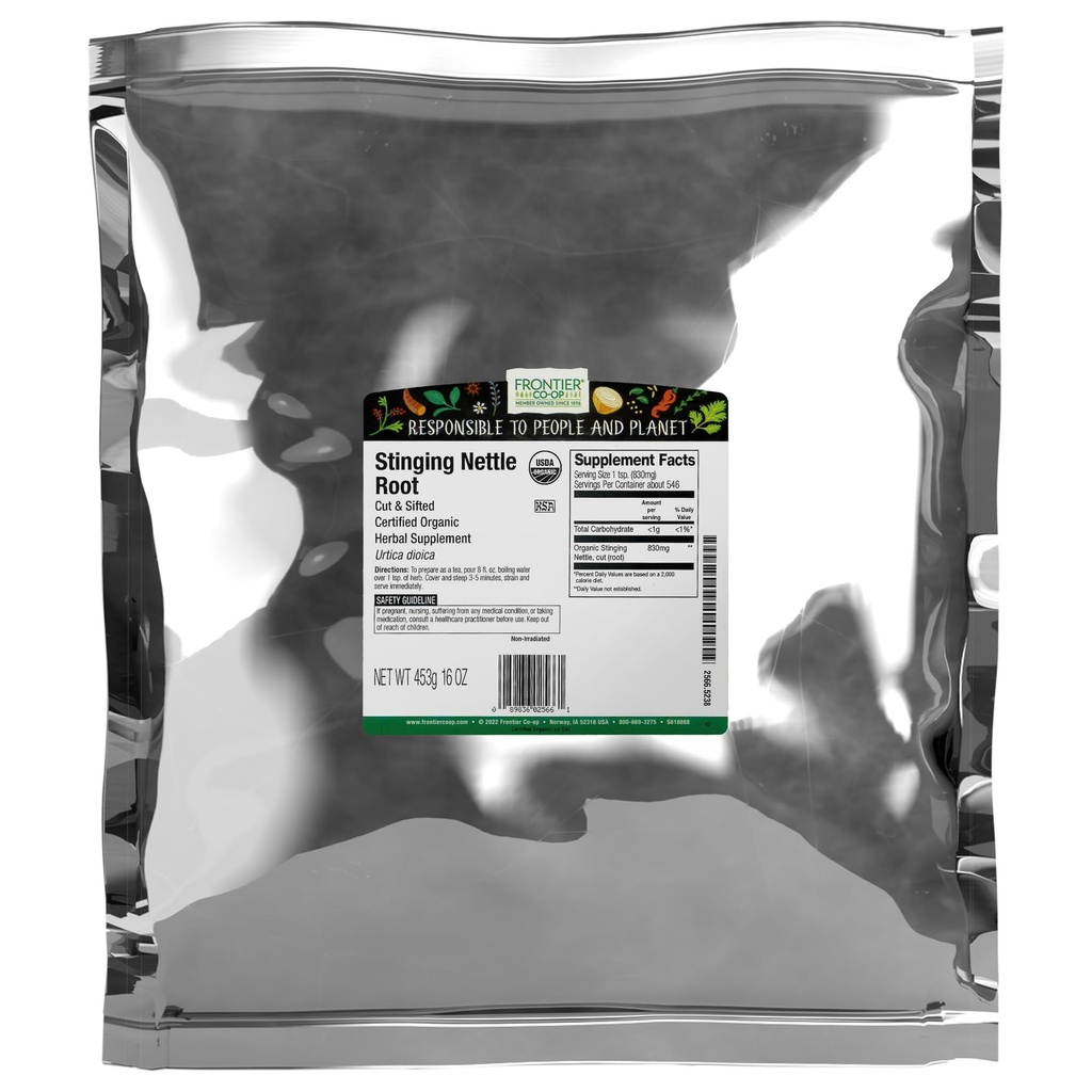 Frontier Co-op organiske Stinging Nettle Root, kutt og siftet, Kosher 16 Ounce (pakke med 1)