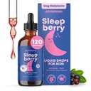 JoySpring SleepBerry - Kids Melatonin Liquid - 3MG Melatonin med D3 og Elderberry - Sugar-fri væske for barn og tenåringer - Gentle Natural Sleep Support Formula (4 fl oz)