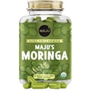 Maju Superfoods Organic Moringa Capsules, Oleifera Leaf, Extra-Fine Quality Moringa Blade, Tørket Drumstick Treblader, Organic Moringa Powder Extract Supplement Kapsler fra Plante (90 ct)