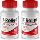 T-Relief Arnica + 12 Naturlig lindring aktive for ryggsmerter felles smerte muskelverk og stivhet, hele kroppen rask fungerende relief for kvinner og menn - 100 tabletter (2 pakke)