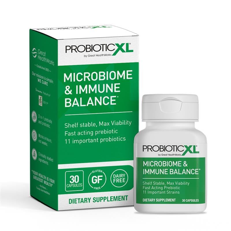 OmegaXL ProbioticXL - Probiotiske & prebiotiske, hyllestabil - Bland 11 Strains - Fremme sunn Gut Flora vekst, 12,5 milliarder CFU - Ikke-GMO, Glutenfri - 30 Veggie Caps