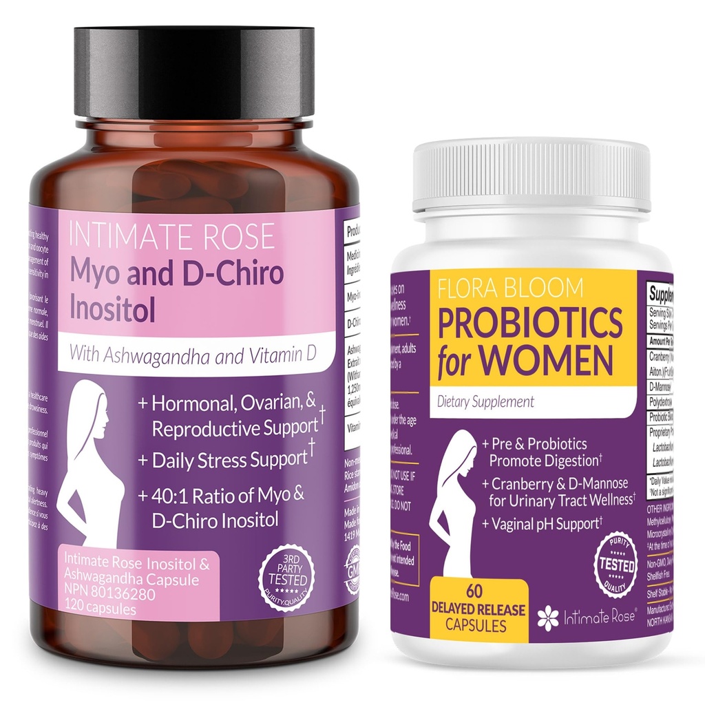 Spar 10% på kvinners velvære Bundle – Myo-Inositol & D-Chiro Inositol + Complete Vaginal Probiotika for Hormonal Balance, Gut og Vaginal helse