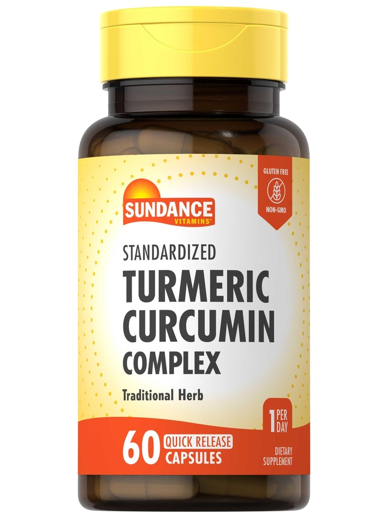 Sundance Turmeric Curcumin Complex | 60 Quick Release Kapsler | Tradisjonell Herbal Supplement | Ikke-GMO og Glutenfri Formula