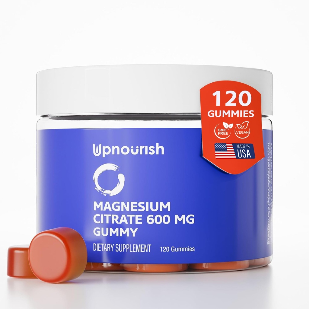 Nynorsk Magnesium Gummies for voksne og barn Magnesium Citrat Gummies 600 mg, rolig kosttilskudd for muskelavslapning, Bein og Digestiv Helse, Citrato de Magnesio, Vegan, Non-GMO, 120 greve