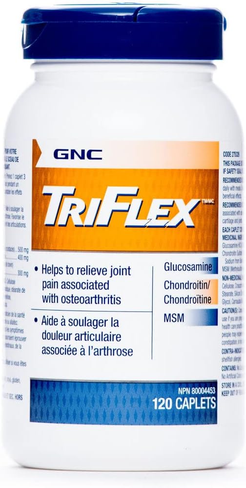 GNC Triflex Joint Support Caplets, Klinisk styrke, Glukosamin, Chondroitin, MSM, Mobilitet, Komfort, Fleksibilitet, Cartilage helse, for menn og kvinners, HSA FSA kvalifisert, 120 teller, 40 dagers forsyning