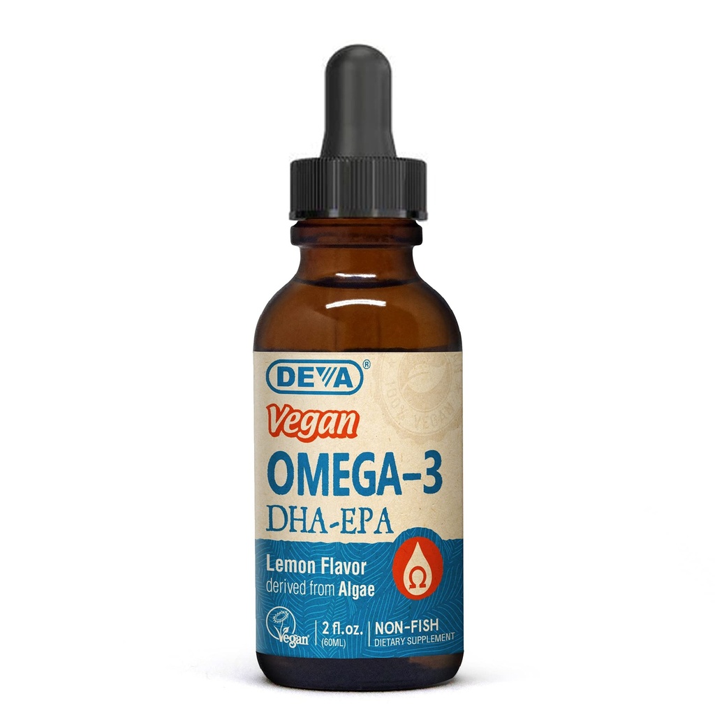 Deva Vegan Omega-3 Liquid DHA - EPA, ikke fisk fra Algae, Lemon Flavor, 2 Ounce