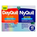 VICKS DayQuil & NyQuil SEVERE Co-Pack, Cold & Flue medisin, Kraftig lindring for hodepine, feber, Sore Throat, mindre smerter og smerter, kongessjon, Sinus trykk, Stuffy Nese, og Cough, 48 LiquiCaps