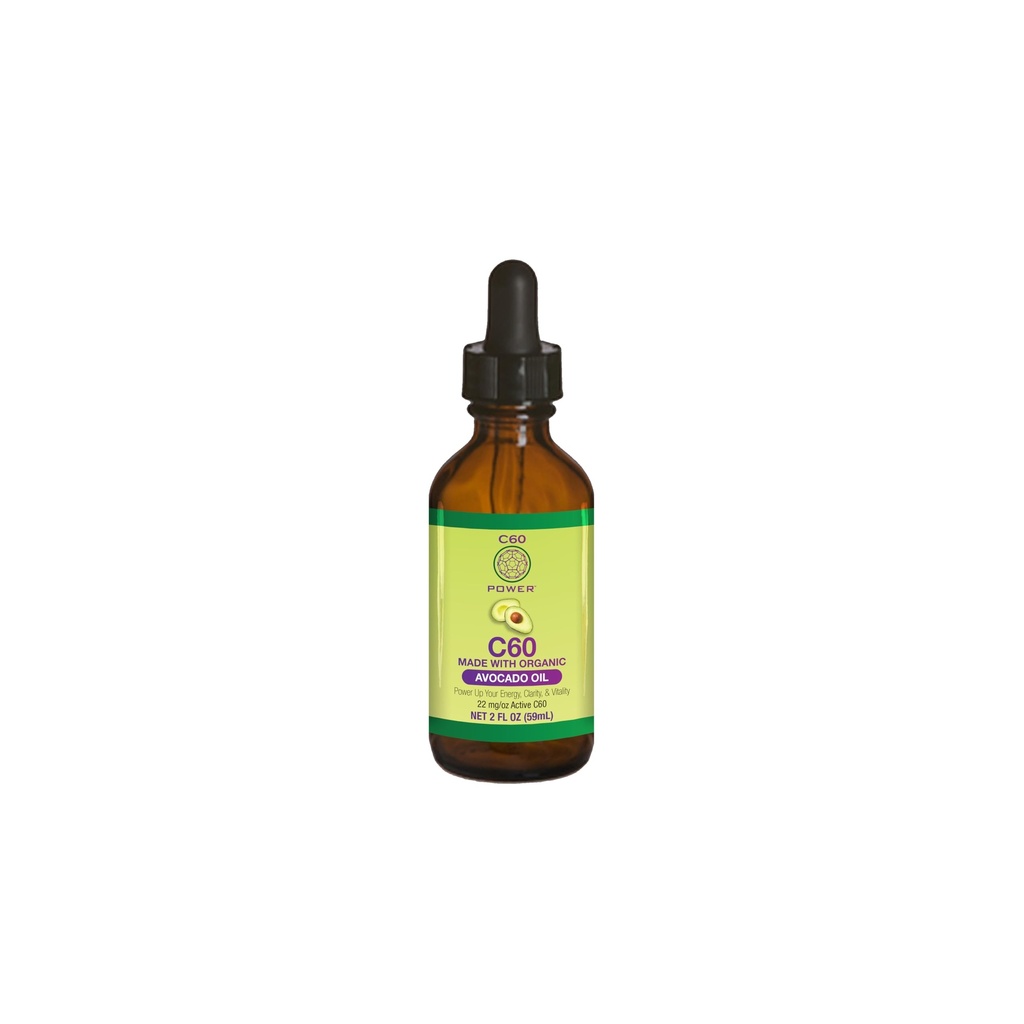 C60 Power C60 i organisk avokadoolje - naturlig wellness støtte for menn og kvinner, 99,99% ren karbon Fullerener, fremmer energi, mental klarhet, & Stamina - 2 fl oz flaske