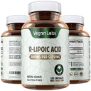 Vegan Labs R-Lipoic Acid 300MG, 120 Vegan Capsules- støtter cellulær energi og antioksidant beskyttelse- Glutenfri, ikke-GMO, Stabilisert R-ALA Supplement- 4 måneders forsyning