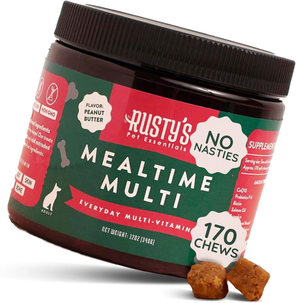 Premium Hunde Multivitamin Supplement (170 Chews) - Måltid Multi - med CoQ10 - Probiotika - Pumpkin - Immune Support - Fremmer bedre felles mobilitet - Sunn hud & Coat - Laget i USA