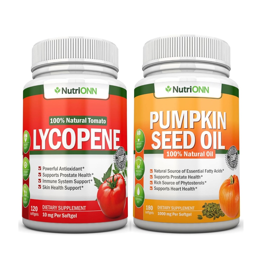 NutriONN Pumpkin Seed Oil Softgels Lycopen Capsules Combo - målrettet støtte for prostate & urin helse