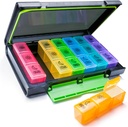 Weekly Pill Organizer, 7 dagers pilleboks (3-timers-A-dag) Bærbar for reise med Moisture-Proof Design piller tilfelle til piller / Vitamin / Fish Oil / Supplements