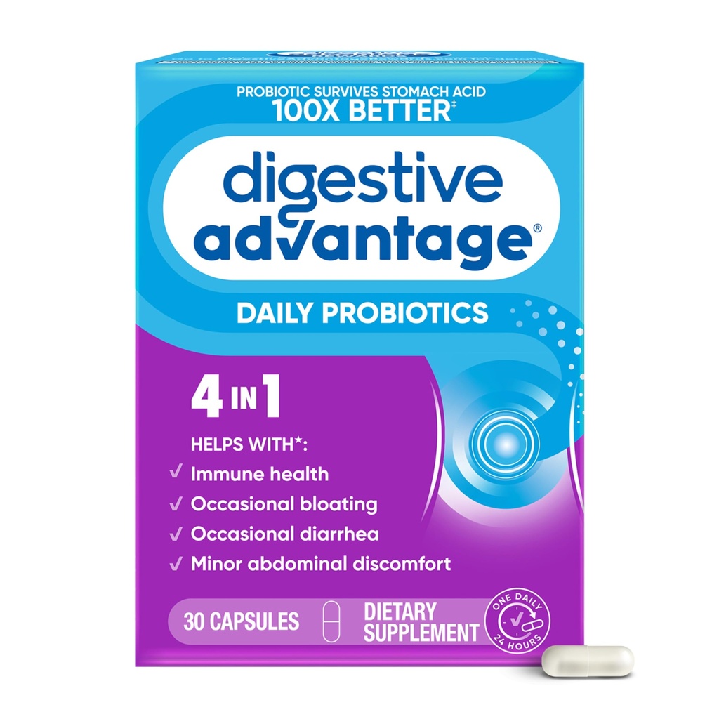 Daglig probiotisk kapsel - Digestiv fordel 30 kapsler, Overlever 100x bedre, Lessens Bloating, Kalsium, fremmer digestiv helse og Gut Flora, multi