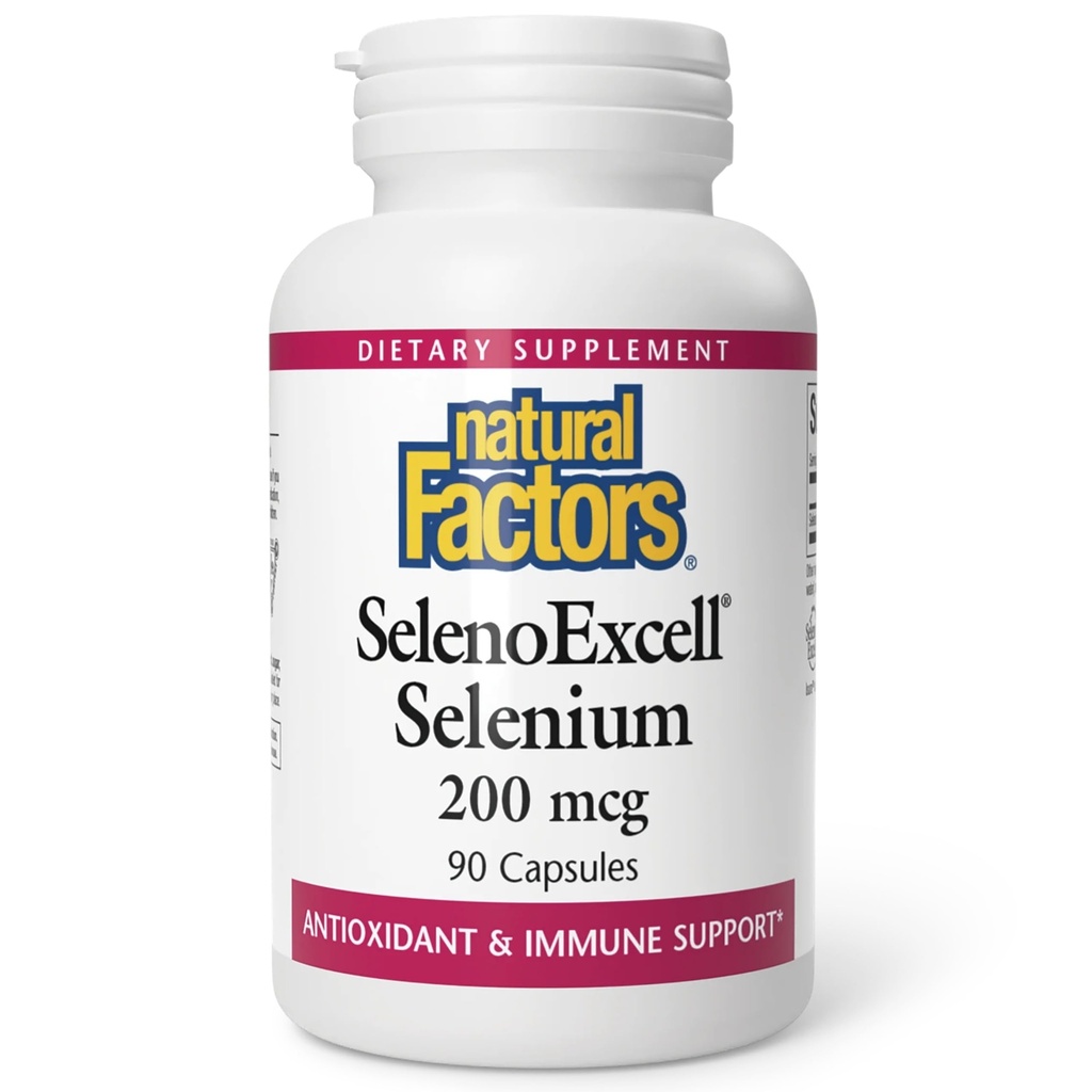 Naturlige faktorer, SelenoExcell Selenium 200mcg, Antioksidant og immunstøtte, 90 kapsler