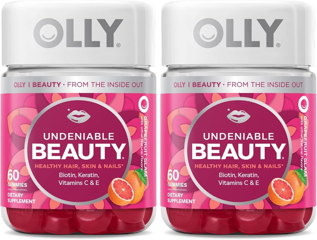 OLLY Uendelig Beauty Gummy, for hår, hud, negler, Biotin, vitamin C, Keratin, Chewable Supplement, Grapefrukt, 30 dagers forsyning - 120 Count