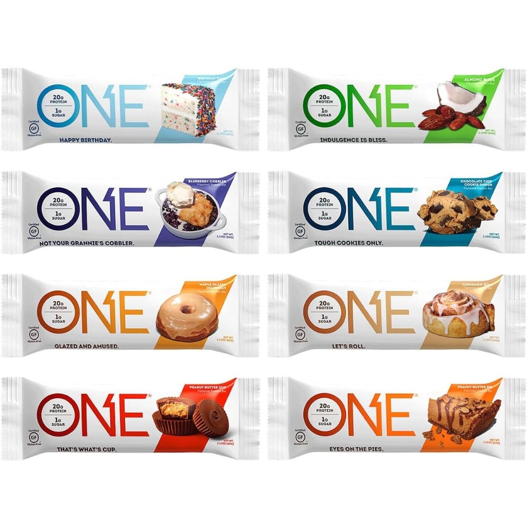 Ene proteinbarer, Sampler Variety Pack, Glutenfri med 20g protein og 1g sukker, Pantry Staples, 2,12 oz (8 greve)