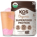 KOS Vegansk protein pulver, sjokolade USDA organisk - lav carb peaprotein blanding, plantebasert supermat med vitaminer og mineraler - keto, soya, glutenfri - måltidserstatning for kvinner og menn - 10 serveringer