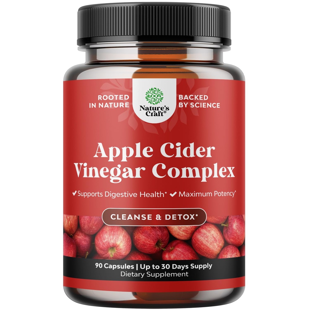 Renser Apple Cider Vinegar Capsules - ACV Cleanse og Detox piller for Gut og Digestive Helse med Slimming Cayenne - Ekstra styrke ACV Capsules for Gut Cleanse og Full Body Detox (30 Serveringer)
