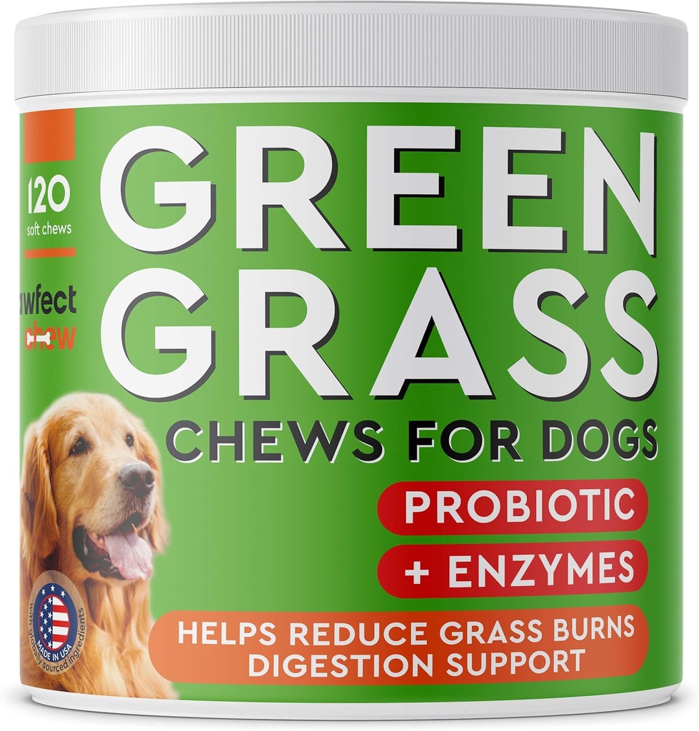 PawFECTCHEW Hund Pee Grass Helper - Grass behandling for hund urine - Hund Urine Neutralizer for grais brenne flekker - Hund Pee Lawn Repair Behandlinger med probiotika - laget i USA - 120 Chews