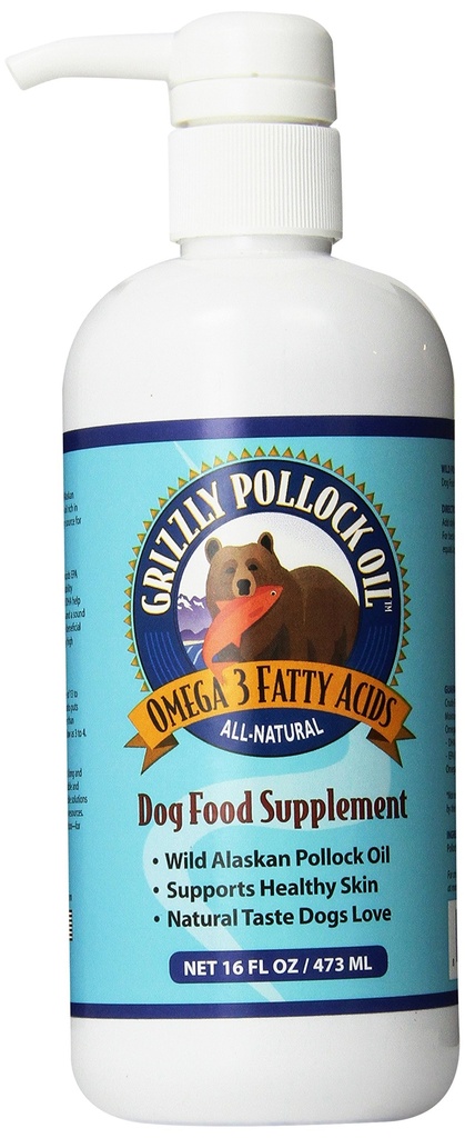 Grizzly Pollock Olje Hunde Mat Supplement, 16 Ounce