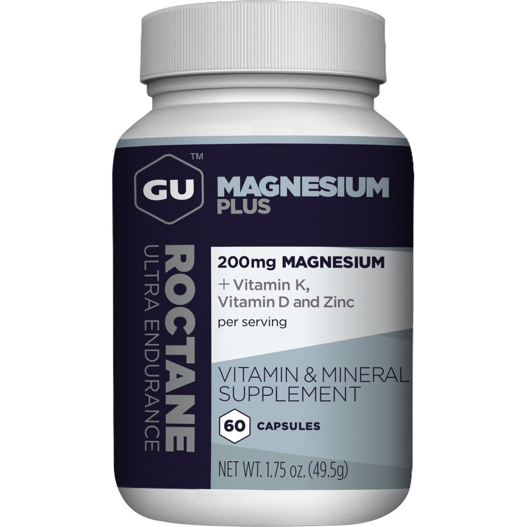 GU Energy Roctane Magnesium Plus Kapsler med vitamin K, D og sink, Informert valg, Recovery Support etter noen trening, 60-talls flaske (1-måneders forsyning)