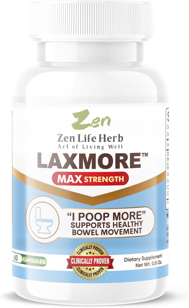 ZEN LIFE HERB LAXMORE I Poop Mer Max styrke 100% naturlig plantebasert kosttilskudd (60 kapsler)