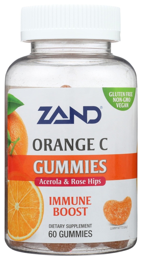 ZAND Immunitet Orange Vitamin C Gummies, velvære og immunstøtte Supplement, Chewable Vitamin C w / Citrus Bioflavonoids, Rose HIPS og Acerola, Vegan, Glutenfri, 60-dagers garanti, 30 Services