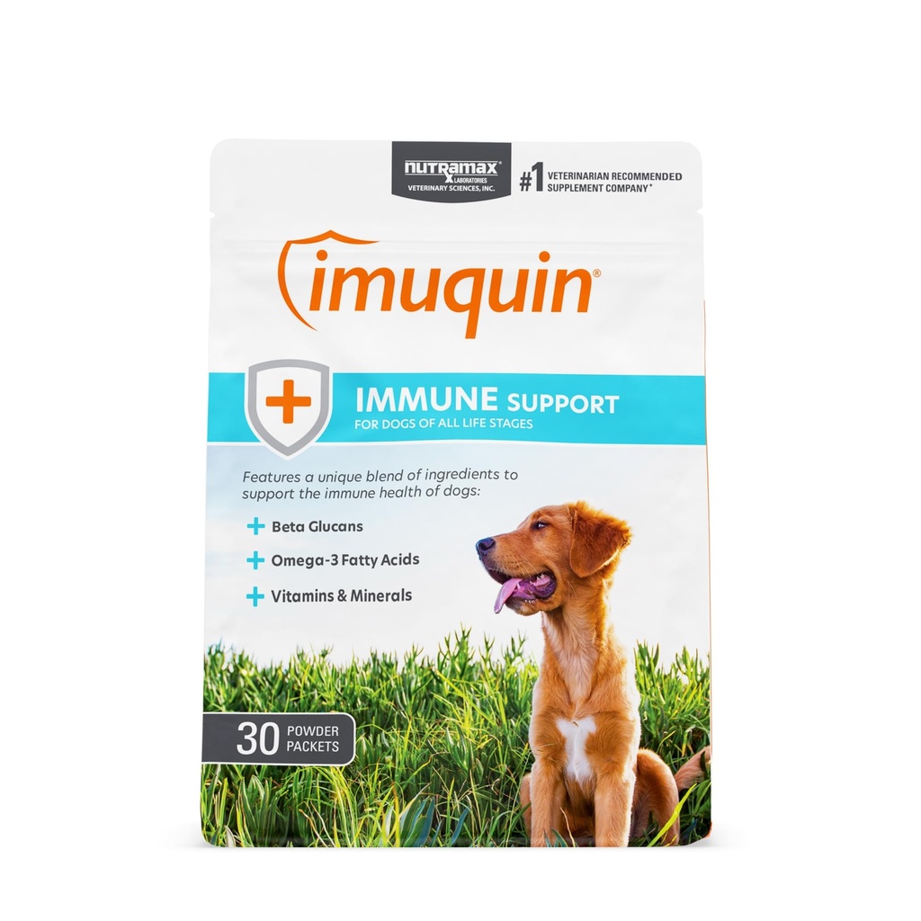 Nutramax Laboratories Nutramax Imuquin Immune Helse Supplement pulver for hunder, med Beta Glucans, Marine Lipids, vitaminer og mineraler, 30 pakker, Oppdatert versjon
