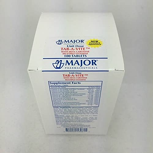 Major Pharmaceuticals Tab-A-Vite med Beta Caroten Flere vitaminer 100 tabletter (3 pakke)