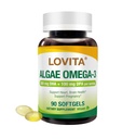 Lovita Algae Omega-3, Vegansk og plantebasert DHA & DPA, Fiskeolje alternativ, 1000mg Algae olje, støtte hjerte og hjerne helse, Carrageen-fri, 90 Softgels