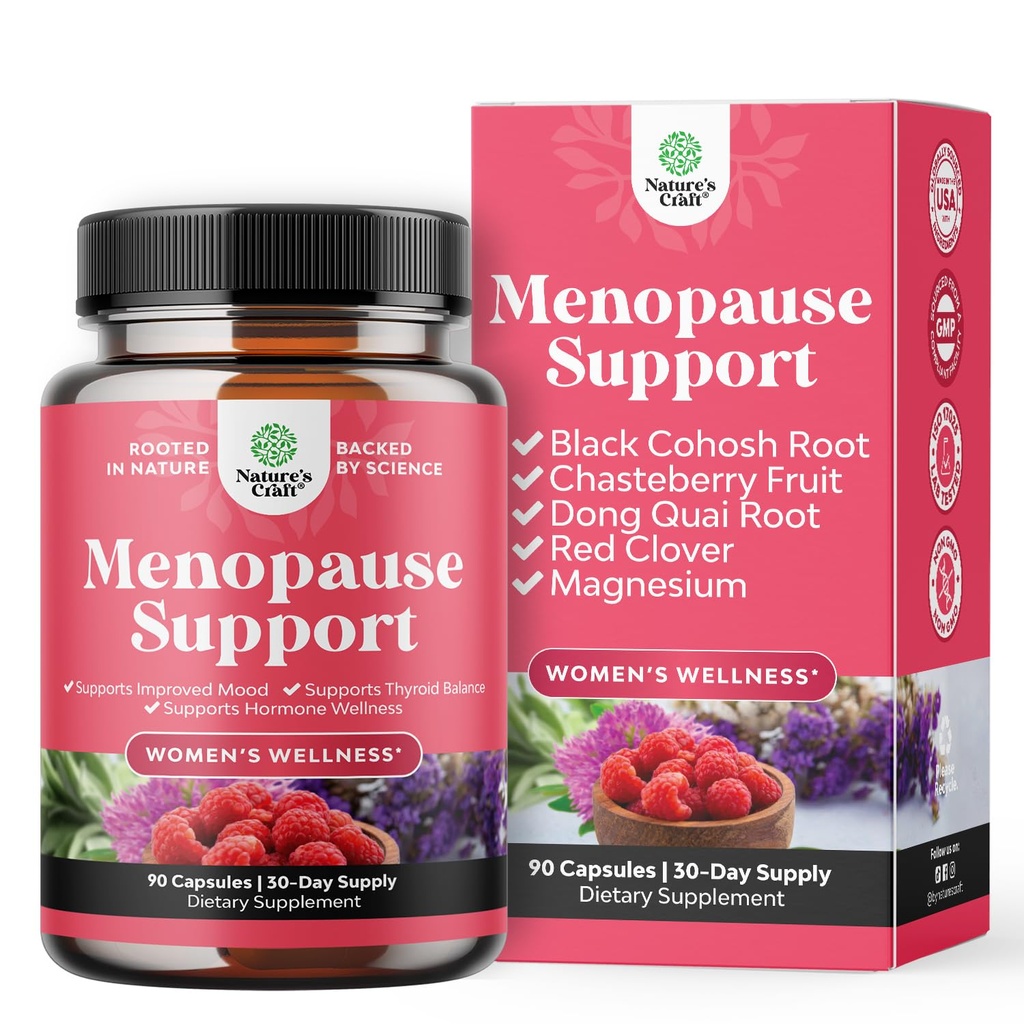 Komplett Herbal Menopause Supplement for kvinner - Multi fordel Menopause Ease Hormone Balance for kvinner for natt Sweats Mood og mer med Dong Quai Vitex Chaste Berry og Black Cohosh - Mini Caps