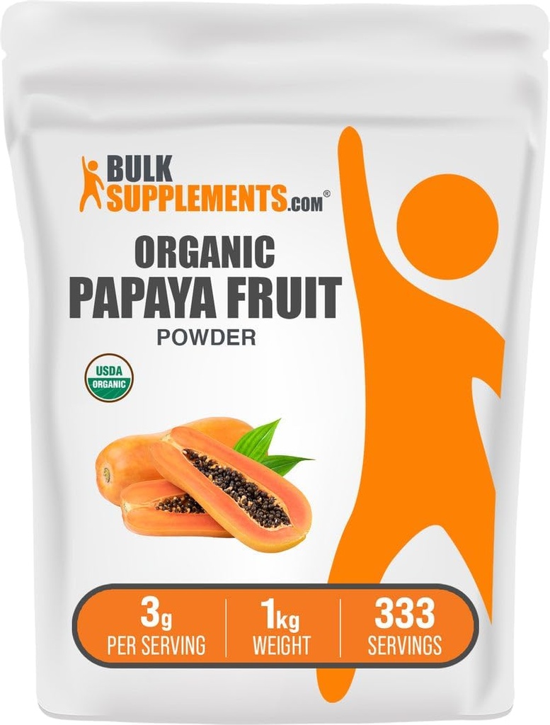 BulkSupplements.com Økologisk Papaya Frukt pulver - Flavoring pulver, kildet fra Carica Papaya Frukt - Glutenfri, 3g per servering, 1kg (2,2 lbs) (Pack of 1)
