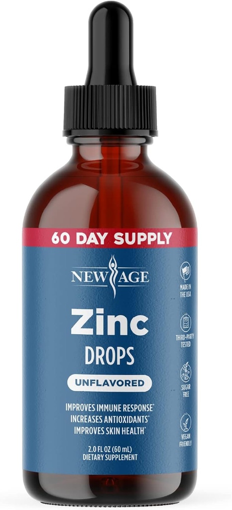 Ionic sink flytende dråper - høy potens immunforsterkning Zink Supplement, immunforsvar, kraftig naturlig antioksidant, ikke-GMO - etter ny alder (Liquid 2 OZ), pakke med 1