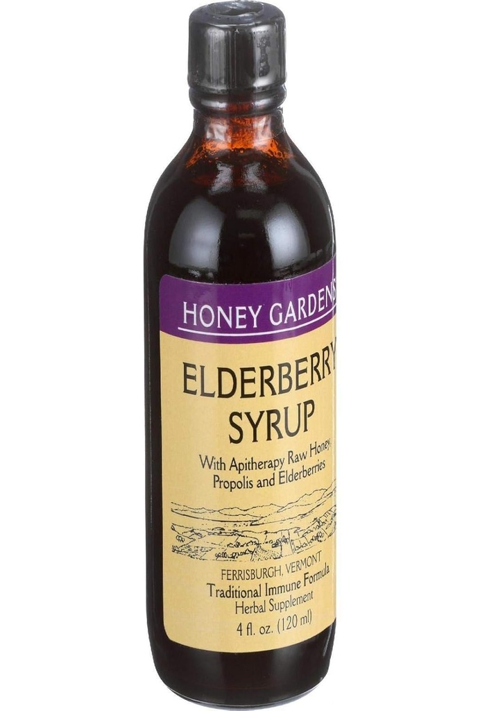 HONEY GARDEN APIARIES Apiterapi Elderbær Honning Syrup, 4 FZ