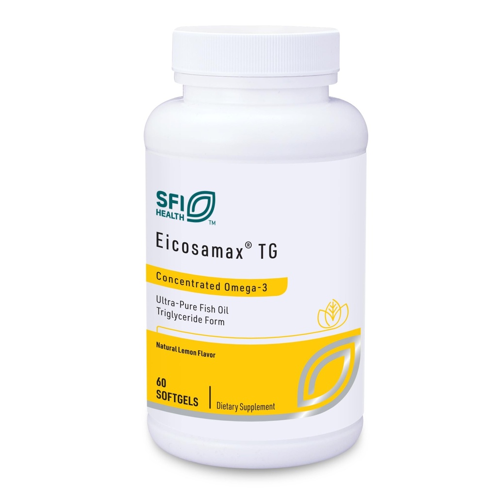 Klaire Labs SFI Helse Eicosamax TG Fish Oil - Ultra ren Omega-3 Fish Oil Pills med EPA / DHA - Utmerket kilde - Naturlig sitron Flavor for ingen fiskende Burps eller Aftertaste (60 Softgels)