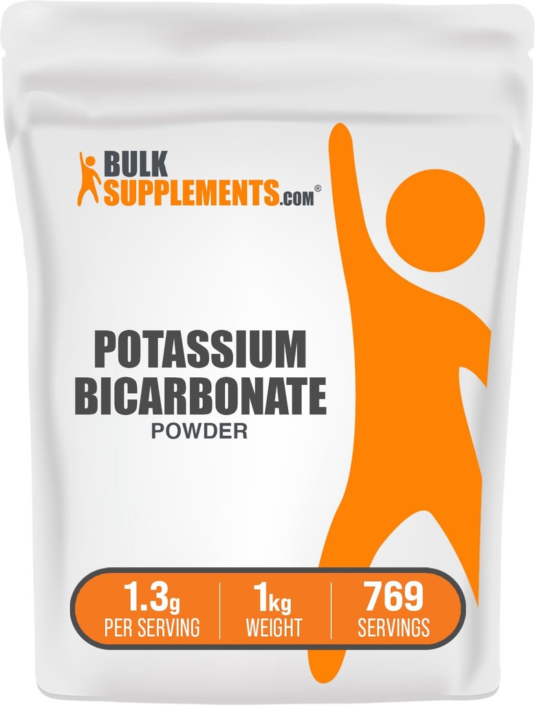 BulkSupplements.com Kalium Bikarbonat pulver - Kalium Bikarbonat Food Grade, Mineral Supplement - Glutenfri, 1,3 g per servering, 1kg (2,2 lbs) (Pack of 1)