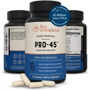 Levende bevisst PRO45 Probiotika for kvinner og menn: Omfattende Formula, 45 milliarder CFU, 11 Strains, Dairy Free - m/Prebiotika og Probiotika - fremmer immun- og gut helse - 30 Veggie Caps